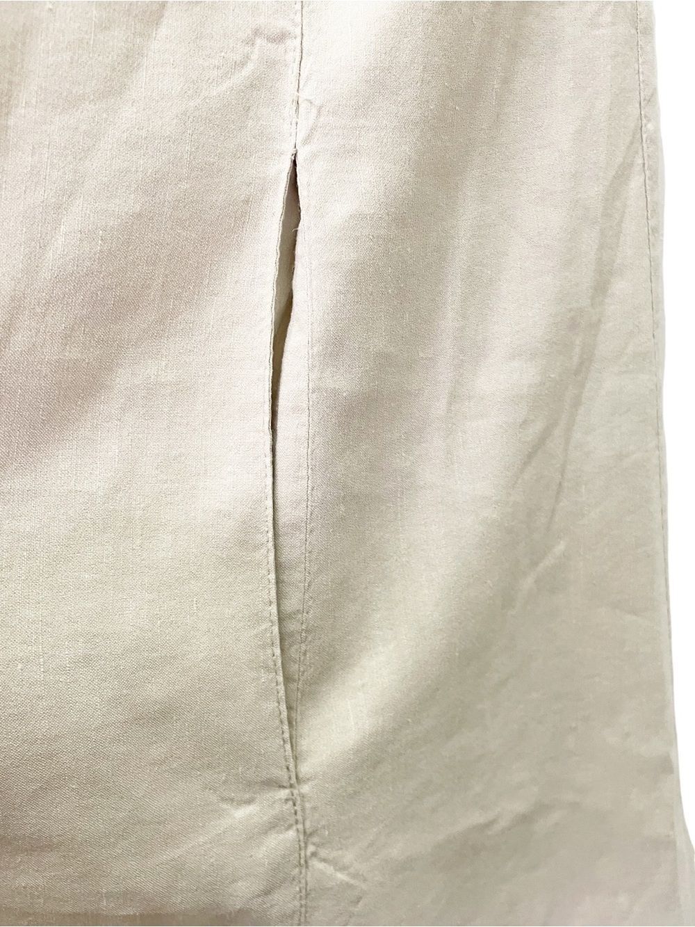 Eileen Fisher Linen Blend Jumper Dress Sz Medium Beige Sleeveless Midi Empire - Picture 6 of 10